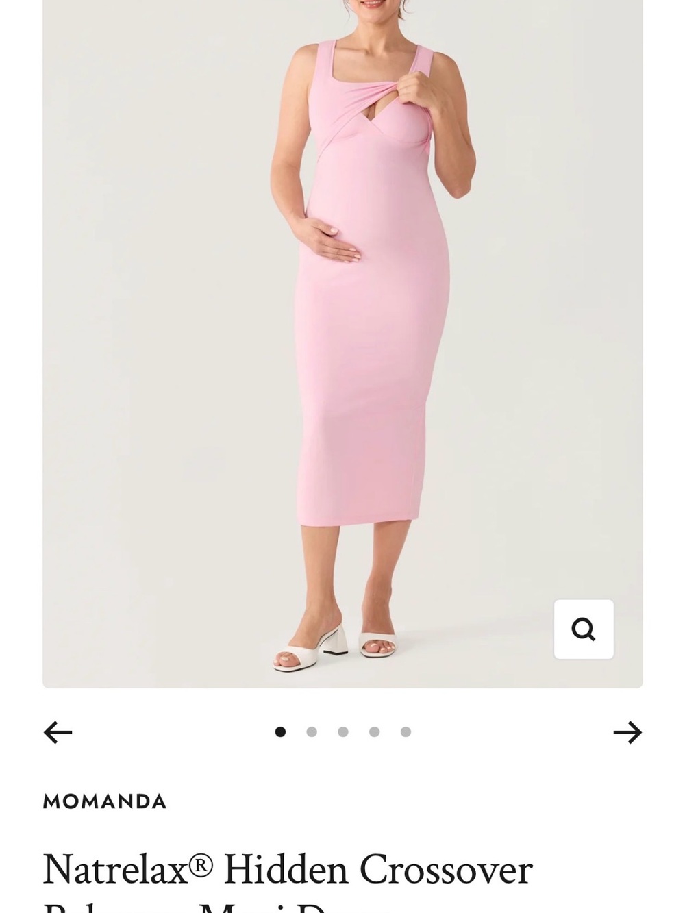 Momanda Pink Nursing Midi Dress with Hidden Crossover